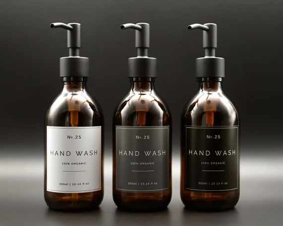 Amber Glass Apothecary Hand Wash Dispenser Bottle With White  | Etsy | Etsy (UK)