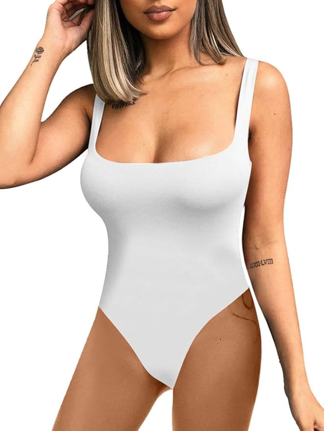 LAGSHIAN Women's Sexy Bodycon Basic Tank Sleeveless One Piece Leotard Bodysuit | Amazon (US)