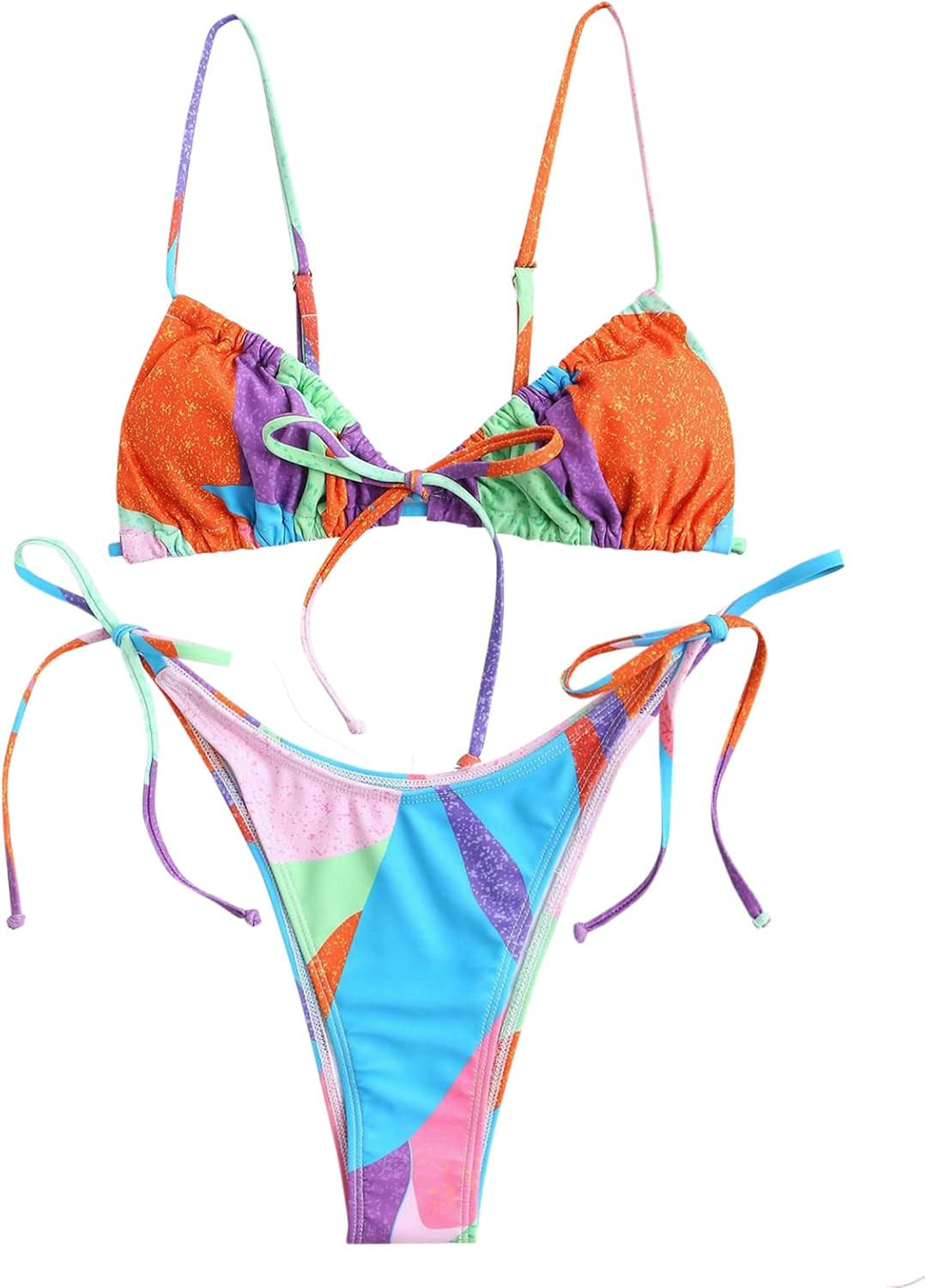 ZAFUL Womens High Cut Thong Bikini Set Swimsuits Cami String Sexy Bathing Suit | Amazon (US)