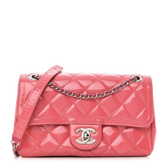 CHANEL Patent Quilted Small Coco Shine Flap Pink | FASHIONPHILE (US)