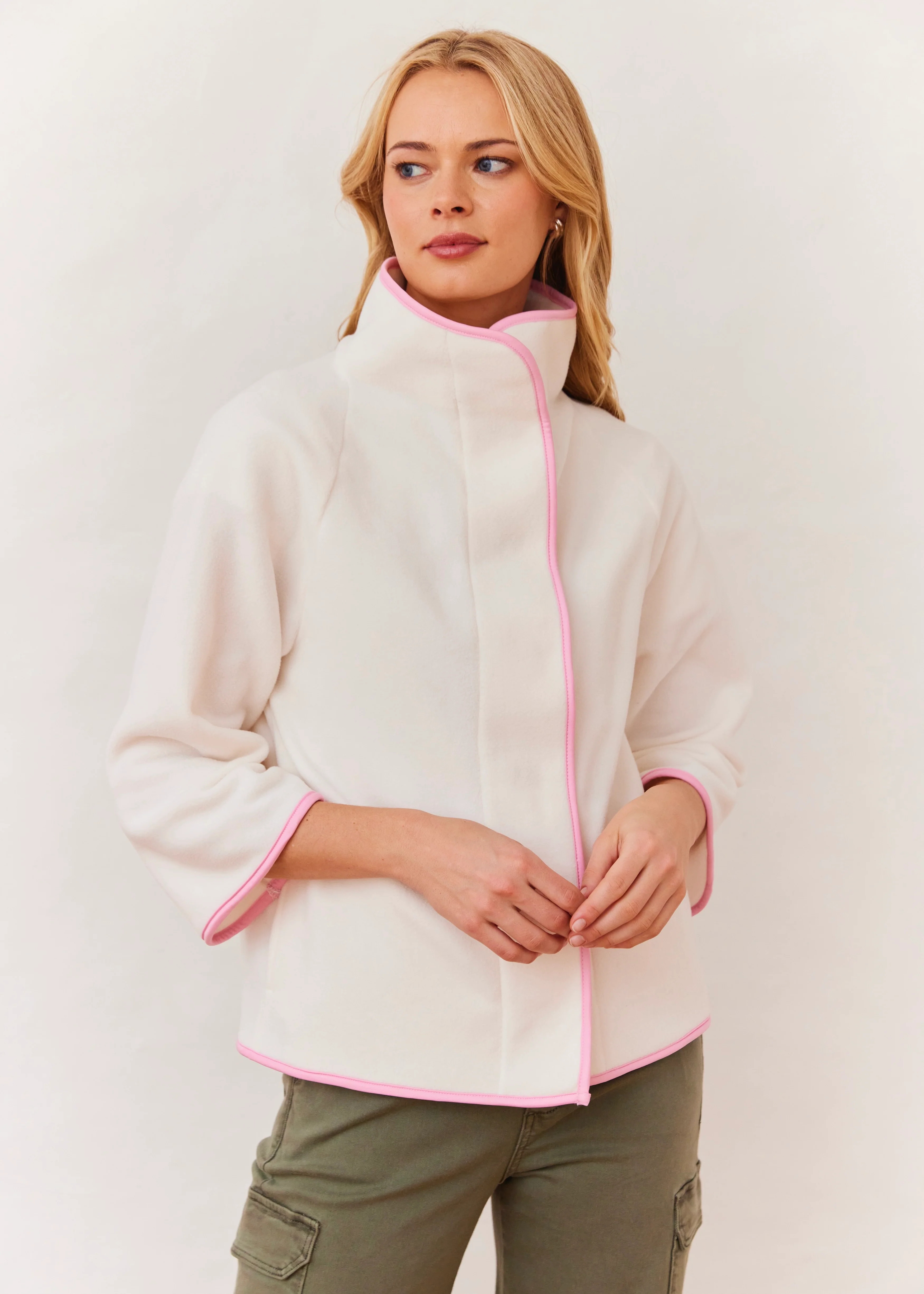 Catalina Jacket in Vello Fleece (Cream) | Dudley Stephens