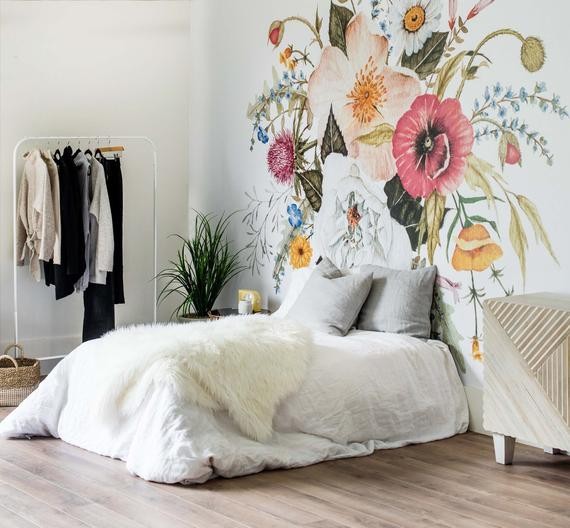 Honey Bloom Wallpaper - Large Flower Mural, Flower Pattern, Wall Mural Floral, Flower Bouquet, La... | Etsy (US)