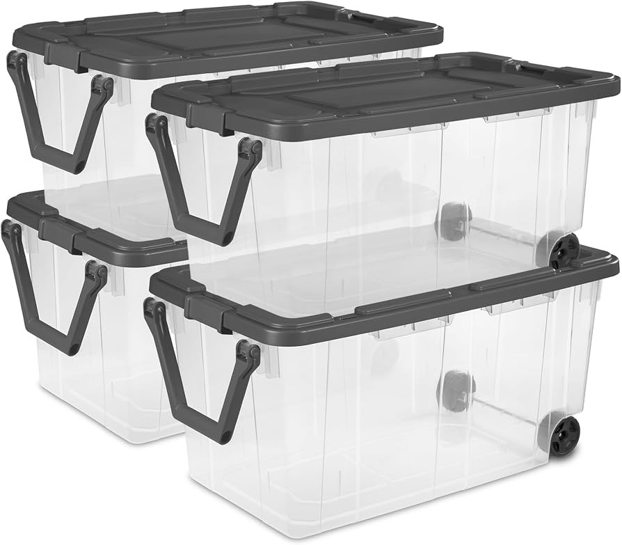 Sterilite 4-Pack Modular Stacker Box, Durable Clear Plastic Storage Bins with Latching Lids, 160 ... | Amazon (US)