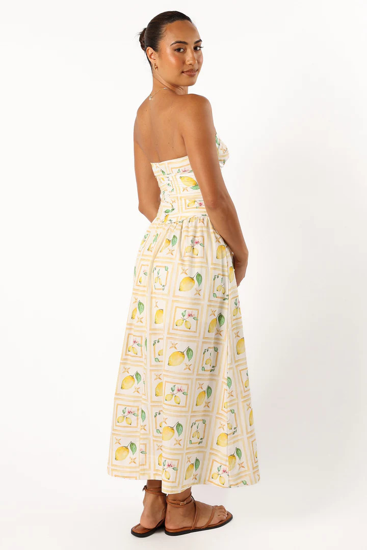 Cintrico Strapless Midi Dress - Lemon | Petal & Pup (US)