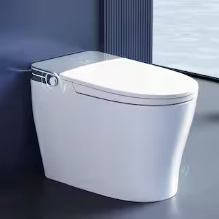 Tankless Elongated ADA Smart Toilet Bidet 1.28 GPF in White with Auto Flush, Heated Seat, Warm Dr... | The Home Depot