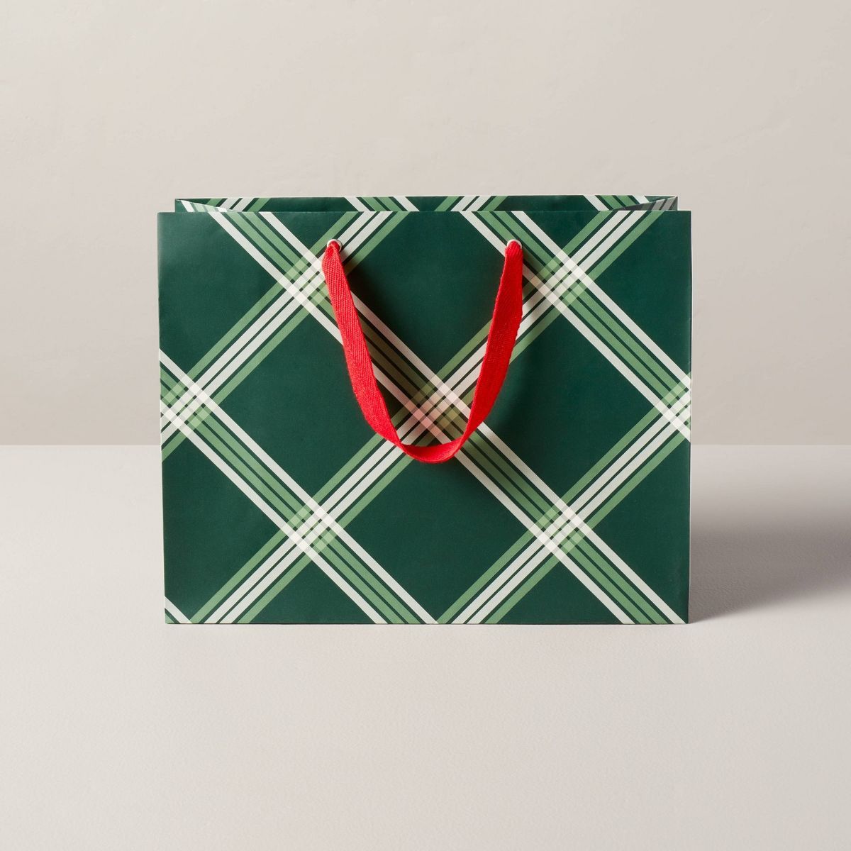 Polished Plaid Christmas Gift Bag Green/White/Red - Hearth & Hand™ with Magnolia | Target