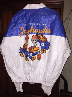 Vintage 90s Phillips 66 Big 8 Bball Kansas Jayhawks Tyvek Jacket mens X Lg NOS  | eBay | eBay US