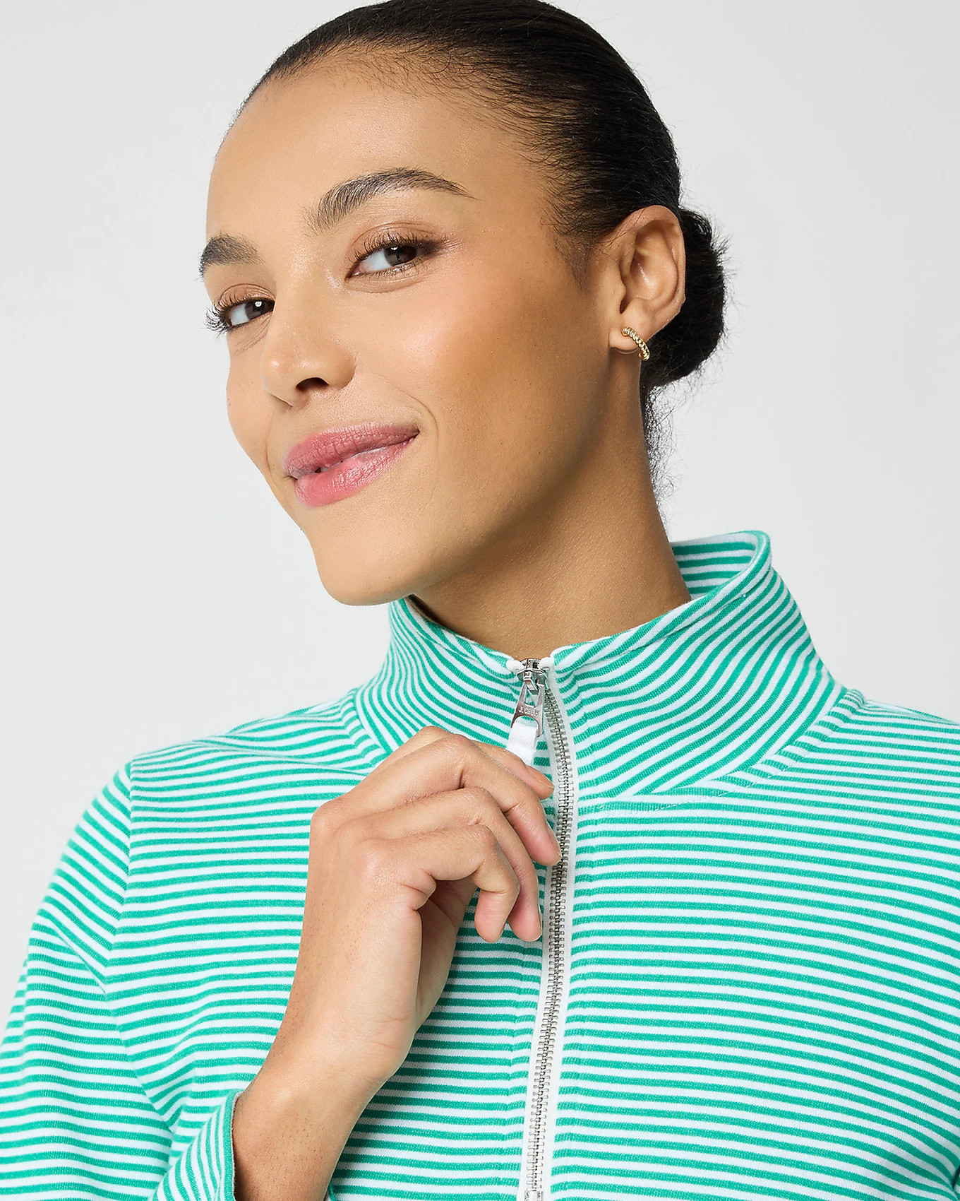 Striped terry half-zip pullover | J.Crew Factory
