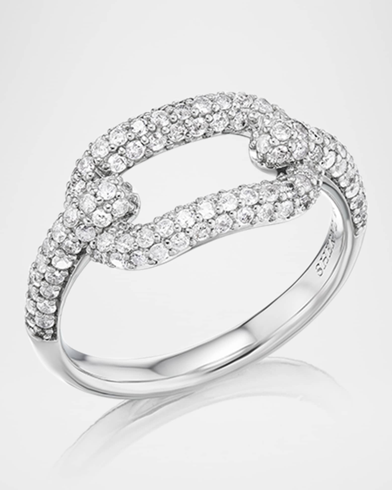 Sheryl Lowe Pave Diamond Curved Paperclip Statement Ring | Neiman Marcus