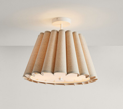 Click for more info about Natural Linen Fluted Semi Flush Mount (19")