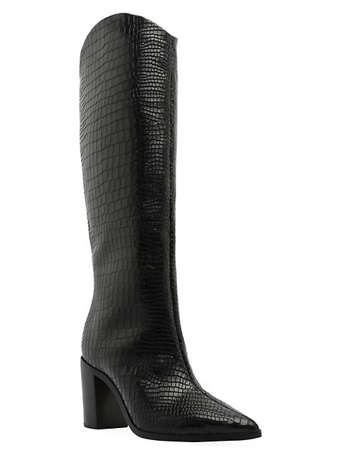 Schutz Analeah Lizard-Embossed Leather Boots | Saks Fifth Avenue
