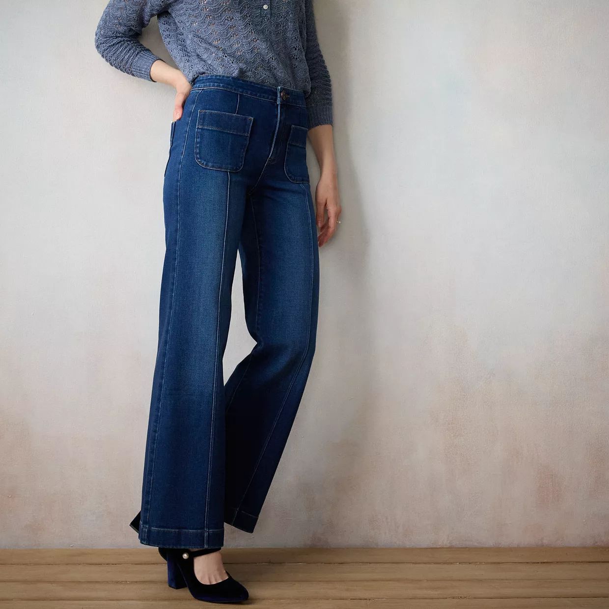 Women's LC Lauren Conrad Super High-Waisted Wide Leg Trouser Jeans | Kohl's