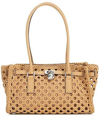 Michael Kors Hamilton Moderne Small Hand-Woven Satchel Bag - Peanut | Dillard's