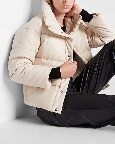 Faux Leather Puffer Jacket | Express