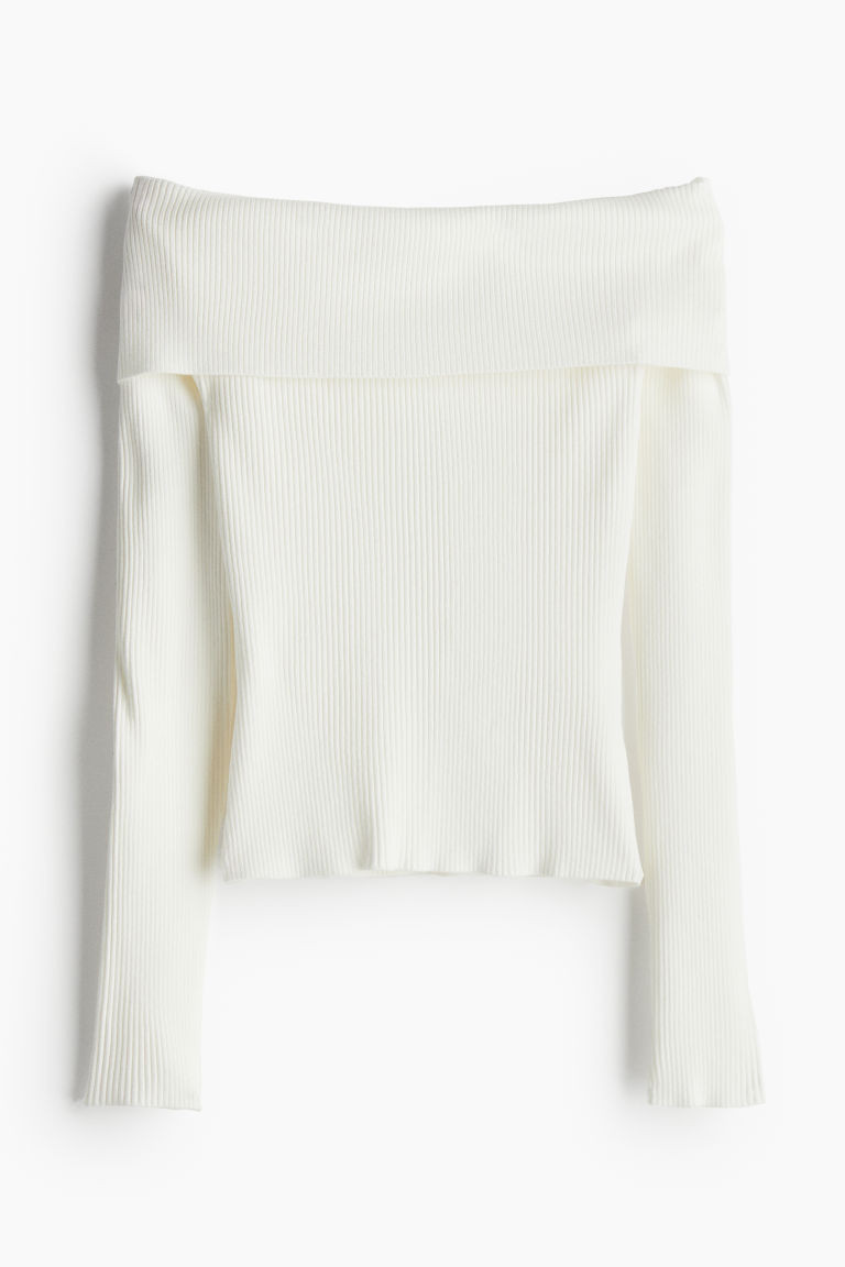 Rib-knit off-the-shoulder top | H&M (UK, MY, IN, SG, PH, TW, HK)