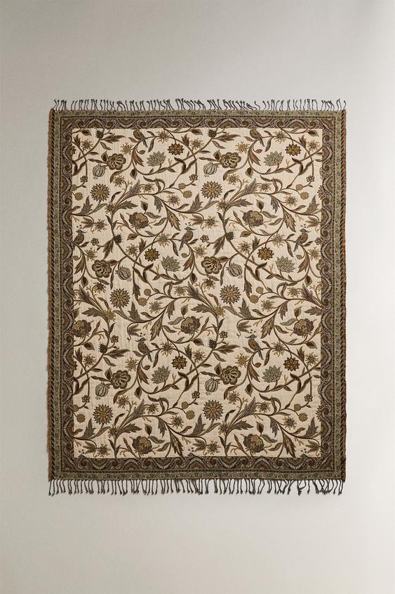 FLORAL JACQUARD BLANKET | Zara US