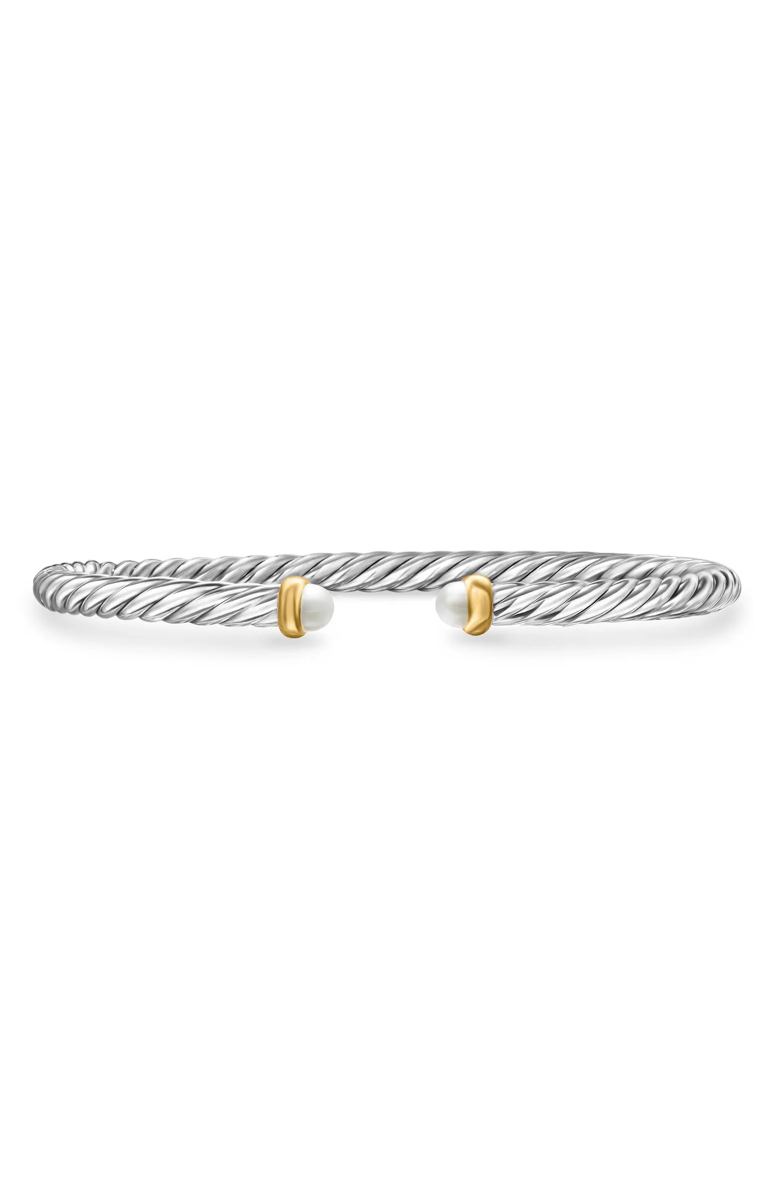 Cable Flex Bracelet in Sterling Silver with 14K Yellow Gold, 4mm | Nordstrom