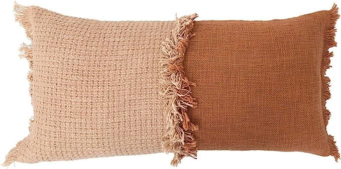 Creative Co-Op Woven Cotton Lumbar Fringe Pillow, 28" L x 14" W x 2" H, Multicolor | Amazon (US)
