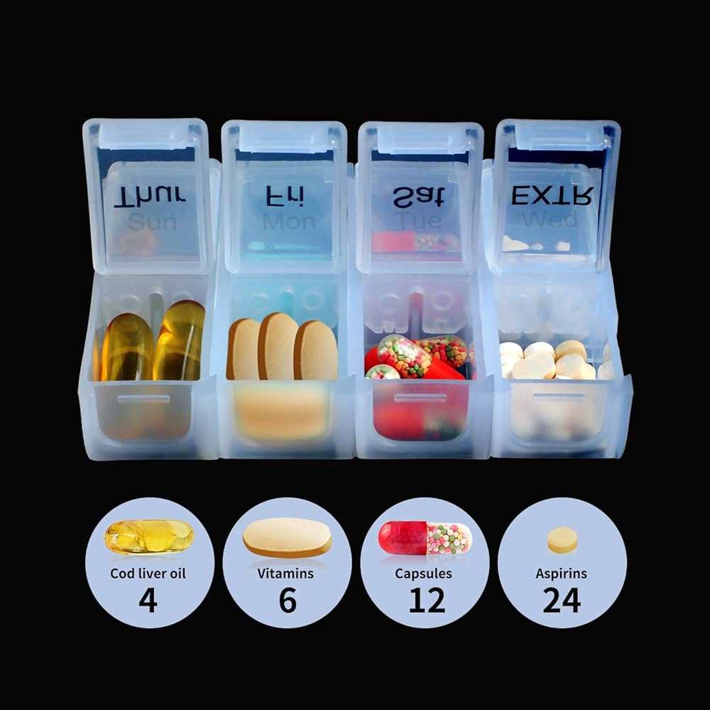 Amazon.com: Weekly Travel Pill Organizer Case for Purse with Removable 7 Day Box, Fashionable Pill Container for Medicine, Vitamin, Supplement : Health & Household | Amazon (US)
