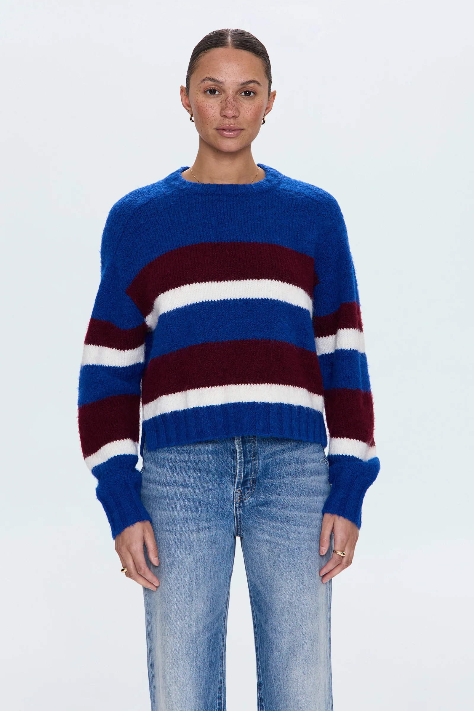 Adina Sweater - Azure Claret Stripe | Pistola Denim