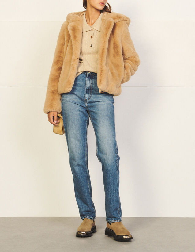 Short faux fur coat | Sandro-Paris US