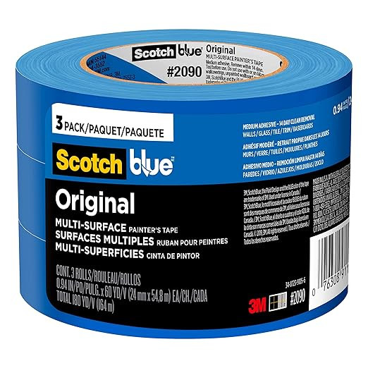 ScotchBlue Original Multi-Surface Painters Tape, 1 Inch Wide (0.94 in. x 60 Yds), 3 Rolls, Blue P... | Amazon (US)