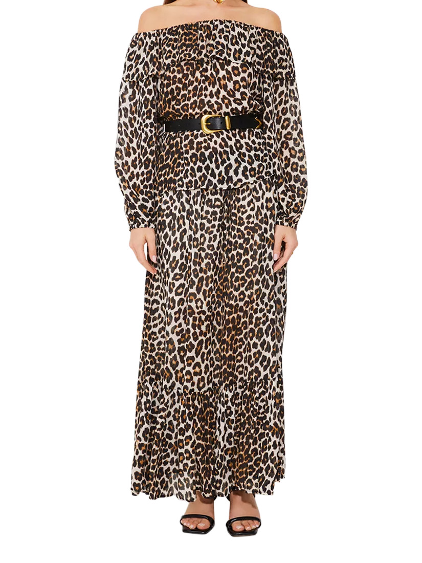 SUNCOO Fado Leopard Print Maxi Skirt, Brown/Multi | John Lewis (UK)
