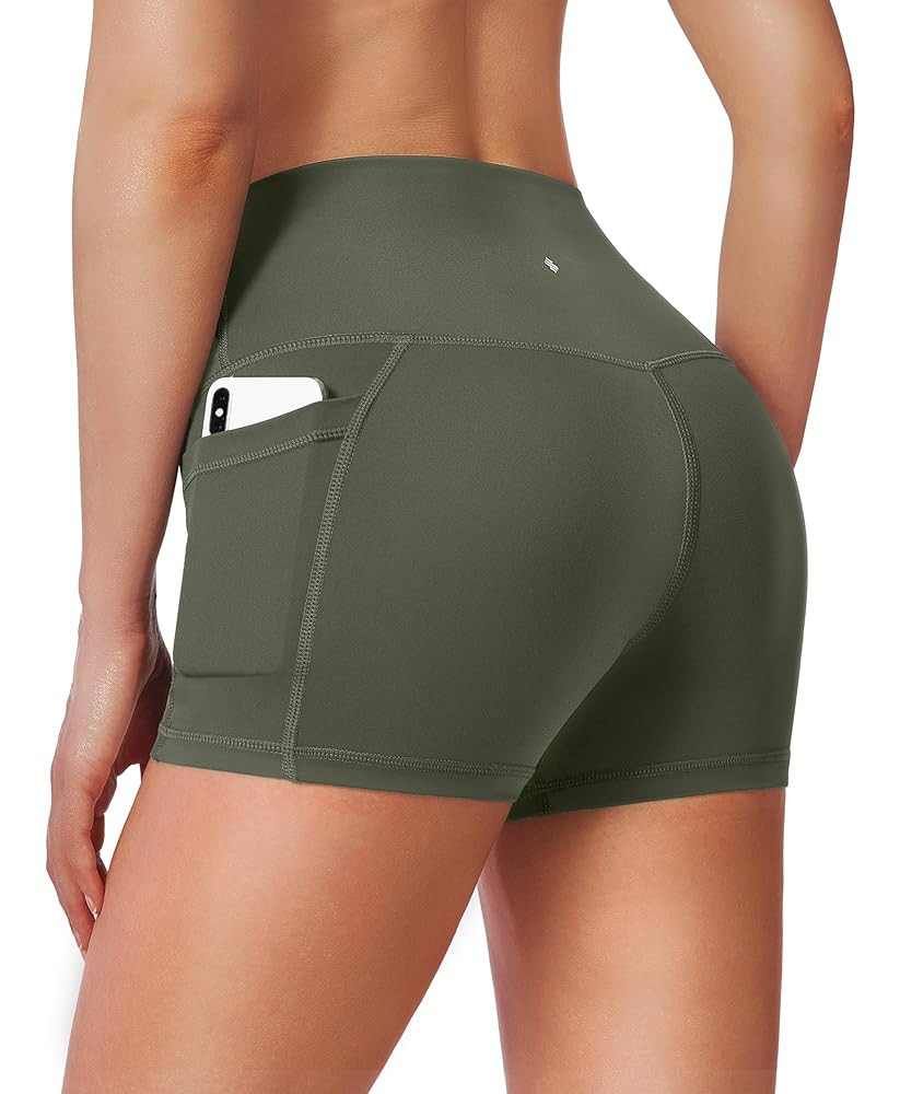 Women's High Waist Yoga Shorts with Side Pockets Tummy Control Running Gym Workout Biker Shorts f... | Amazon (US)