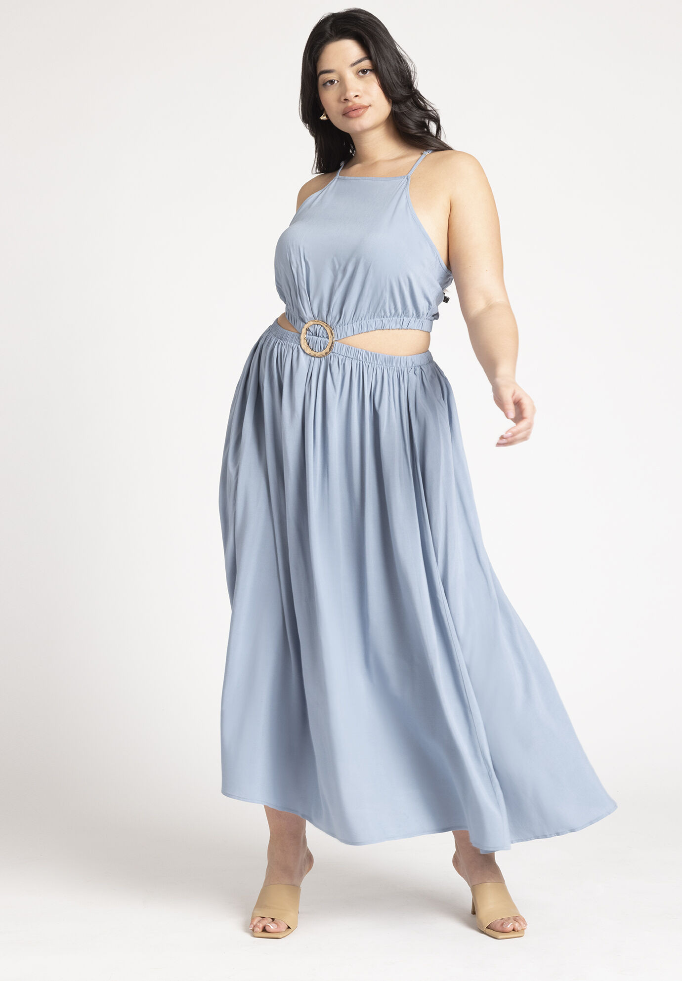 Ring Waist Detail Cover-Up Midi Dress | Eloquii