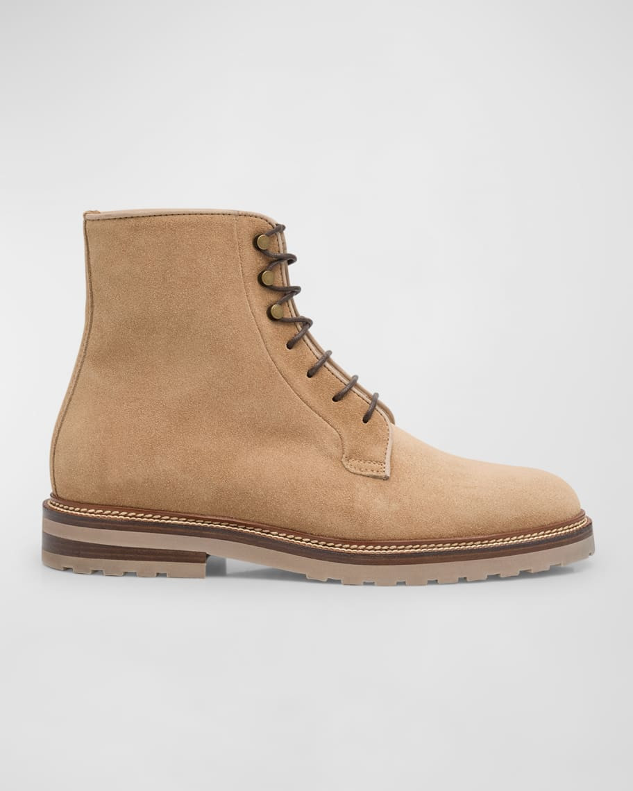Brunello Cucinelli Men's Suede Lace-Up Ankle Boots | Neiman Marcus