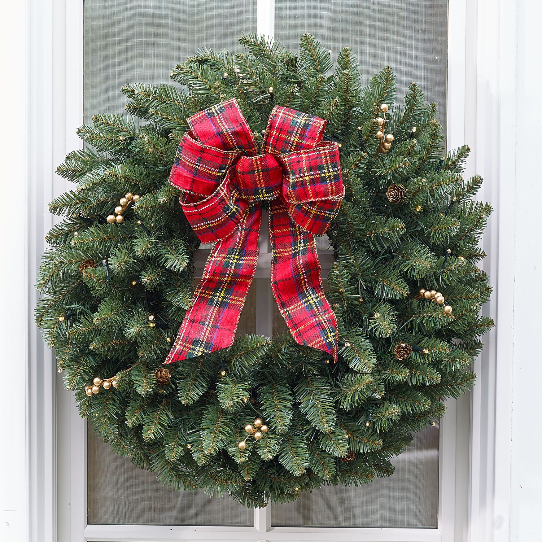 Brylanehome Christmas Large Pre-Lit Double-Sided Wreath, Green - Walmart.com | Walmart (US)