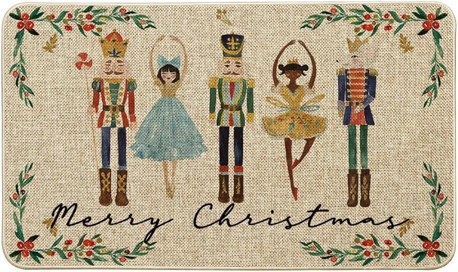 Artoid Mode Watercolor Nutcrackers Merry Christmas Doormat, Seasonal Winter Low-Profile Rug Switc... | Amazon (US)