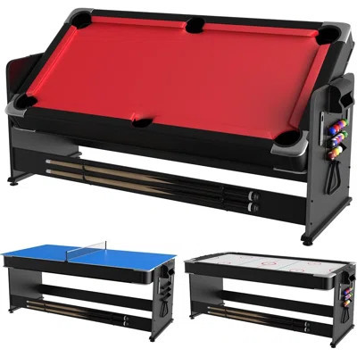 7 ft 3-in-1 Multi-Game Table - Air Hockey, Billiards & Table Tennis Combo with Easy Flip Top & Full Accessories for Game Room, Man Cave | Wayfair North America