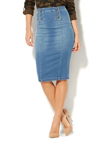 Soho Jeans - Denim Sailor Skirt - Blue Rush Wash - New York & Company | New York & Company