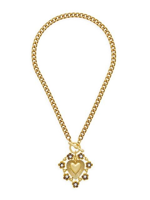 Brinker & Eliza Adele 24K Antique Goldplated Crystal Heart Necklace | Saks Fifth Avenue