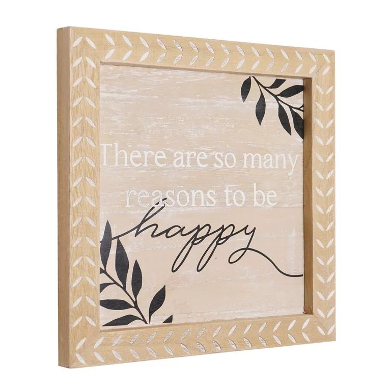 Crystal Art Gallery Reasons to be Happy Carved Wood Frame Wall Decor 10" x 10" | Walmart (US)