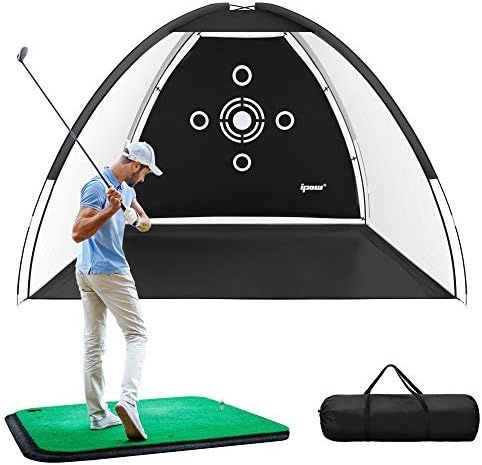 IPOW Golf Practice Net, 10x7ft Golf Hitting Training Aids Nets with Target and Carry Bag for Backyar | Amazon (US)