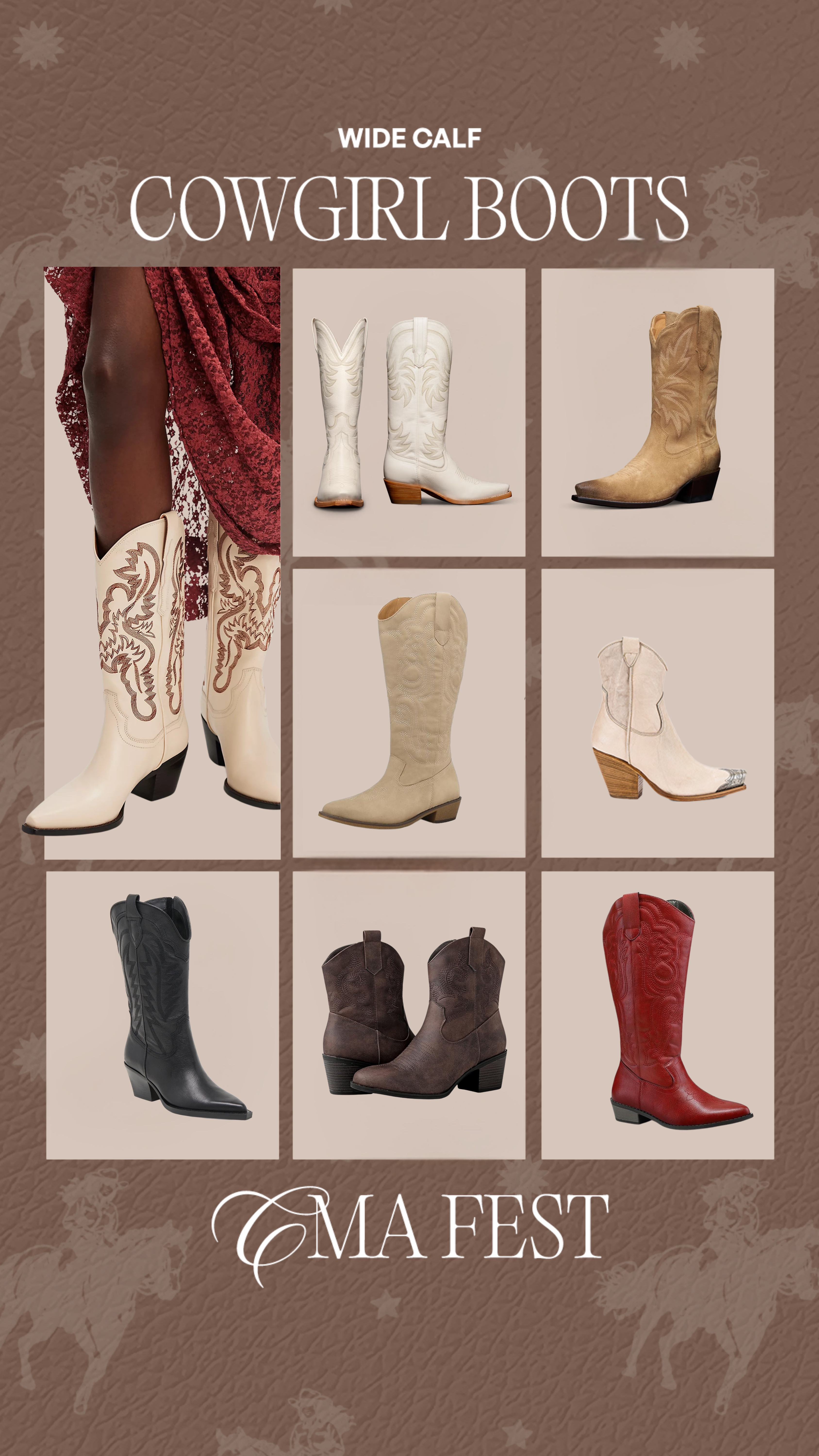 Cowgirl boots for my wide calf girlies🤎 wearing most of these this week and found a few on Amazon that seem promising that I linked as well 

#LTKStyleTip #LTKShoeCrush #LTKMidsize