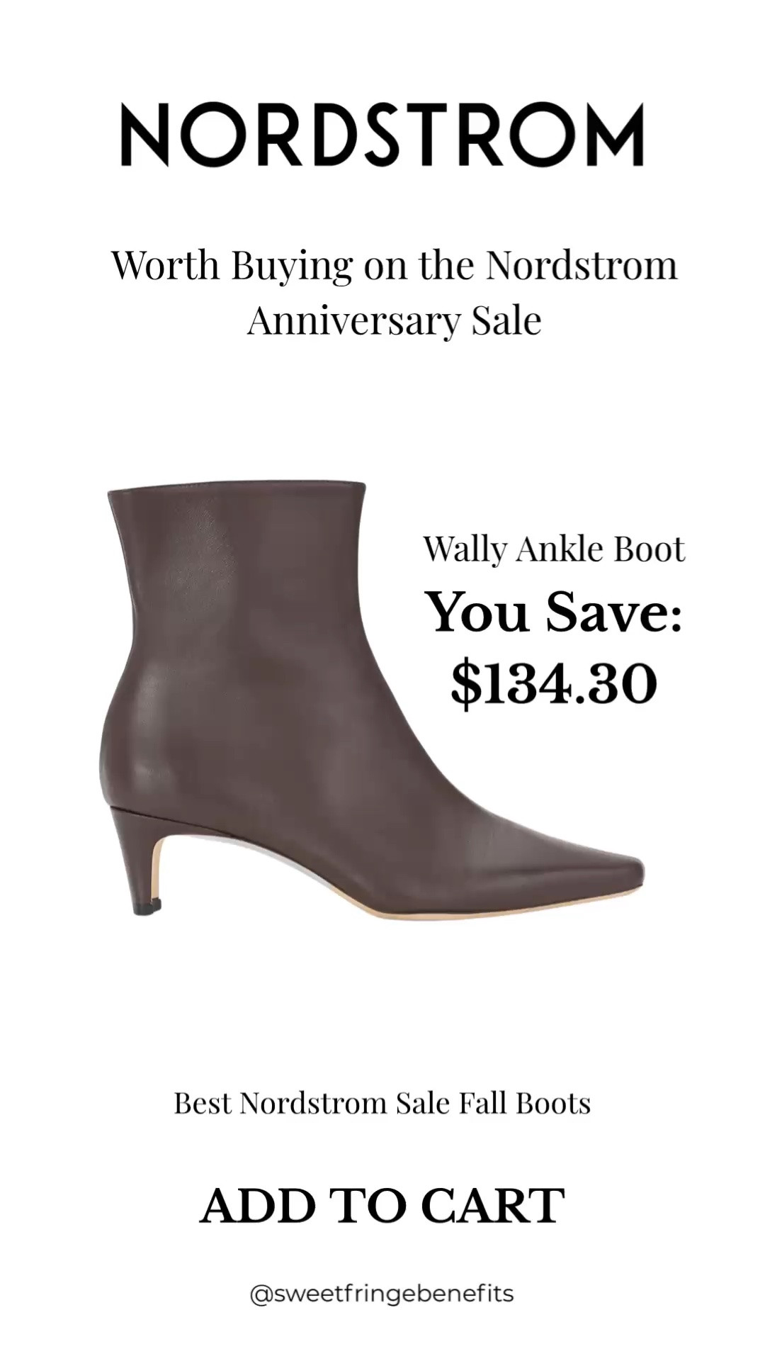 These Wally ankle boots are one of the best buys from the Nordstrom Anniversary Sale! The rich brown leather, timeless silhouette, and incredible savings make them a fall wardrobe staple you'll wear for years.

💡 LTK MADE EASY
❤️ Heart = Support my posts!
🔖 Save = Get sale & restock alerts
📋 Lists = Keep favorites organized
📲 Share = Send lists and products to a friend. Hello, Christmas List!
💬 Comment = Ask me anything about what I'm wearing.:-)

#LTKSeasonal #LTKOver40 #LTKSaleAlert