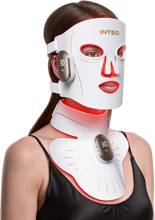 Red Light Therapy Mask for Face & Neck, 850nm NIR & 660nm Red LED, 4 Modes | Amazon (US)