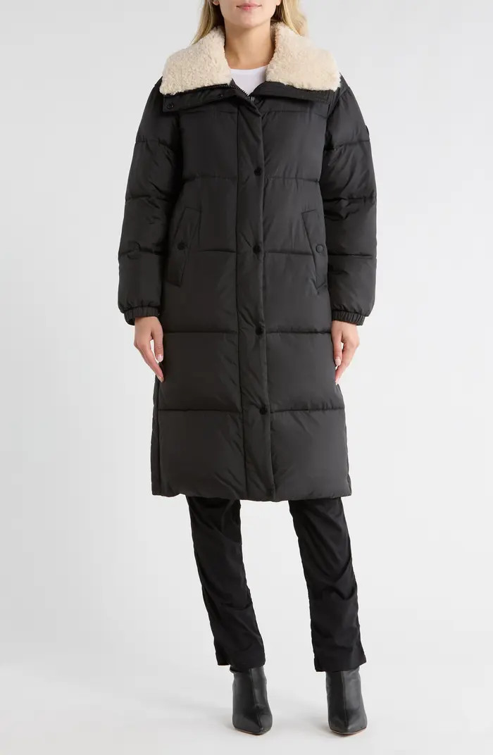 Michael Kors Faux Shearling Collared 450 Fill Power Longline Jacket | Nordstromrack | Nordstrom Rack