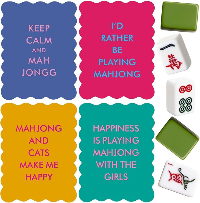 Maitys 4 Pcs Color Mahjong Shuffler Cards with Funny Sayings for Mixing Shuffling Tiles Thick PVC... | Amazon (US)