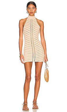 Camila Coelho Lyssa Hand Crochet Halter Mini Dress in Sand from Revolve.com | Revolve Clothing (Global)
