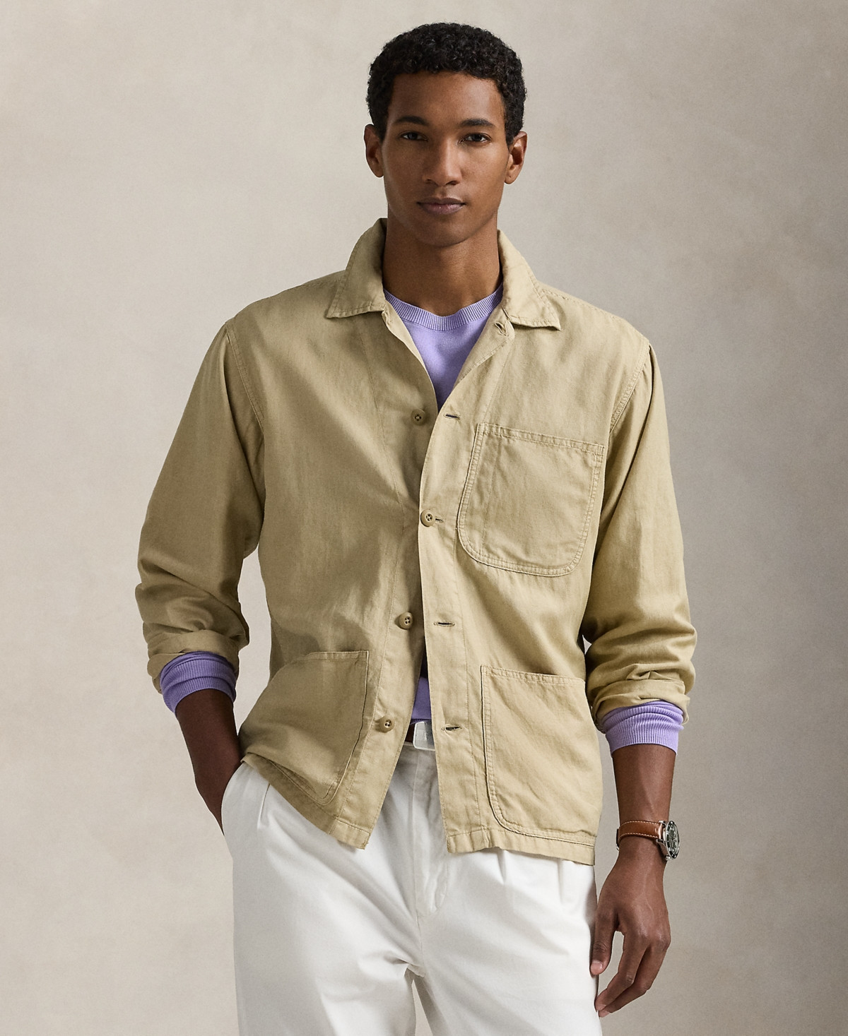 Polo Ralph Lauren Men's Linen-Cotton Overshirt - Coastal Beige | Macy's