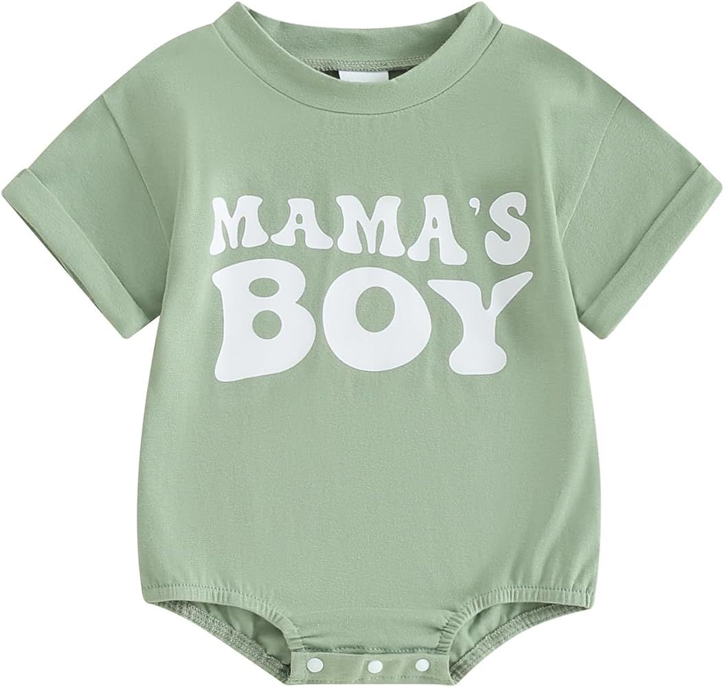 Newborn Infant Baby Boy Summer Outfit Mamas Boy Baby Clothes Boy Oversized Romper Shirts Short Sl... | Amazon (US)