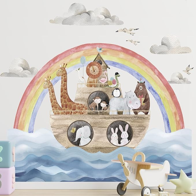Noahs Ark Nursery Decor - Noahs Ark Safari Jungle Animal Nursery Decal Wallpaper Wall Stickers fo... | Amazon (US)