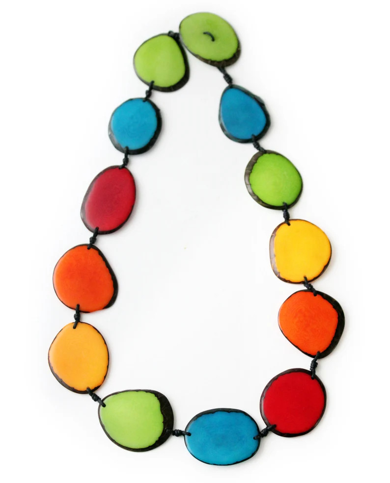 Tagua Nut Necklace Rainbow Chips, Handmade, Lightweight, Adjustable, by Florama Natural Jewelry -... | Etsy (US)