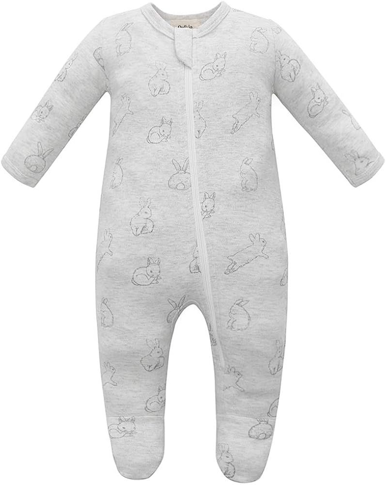 Owlivia Organic Cotton Baby Pajamas, Boys Girls Zip Front Sleep 'N Play, Footed Sleeper, Long Sle... | Amazon (US)