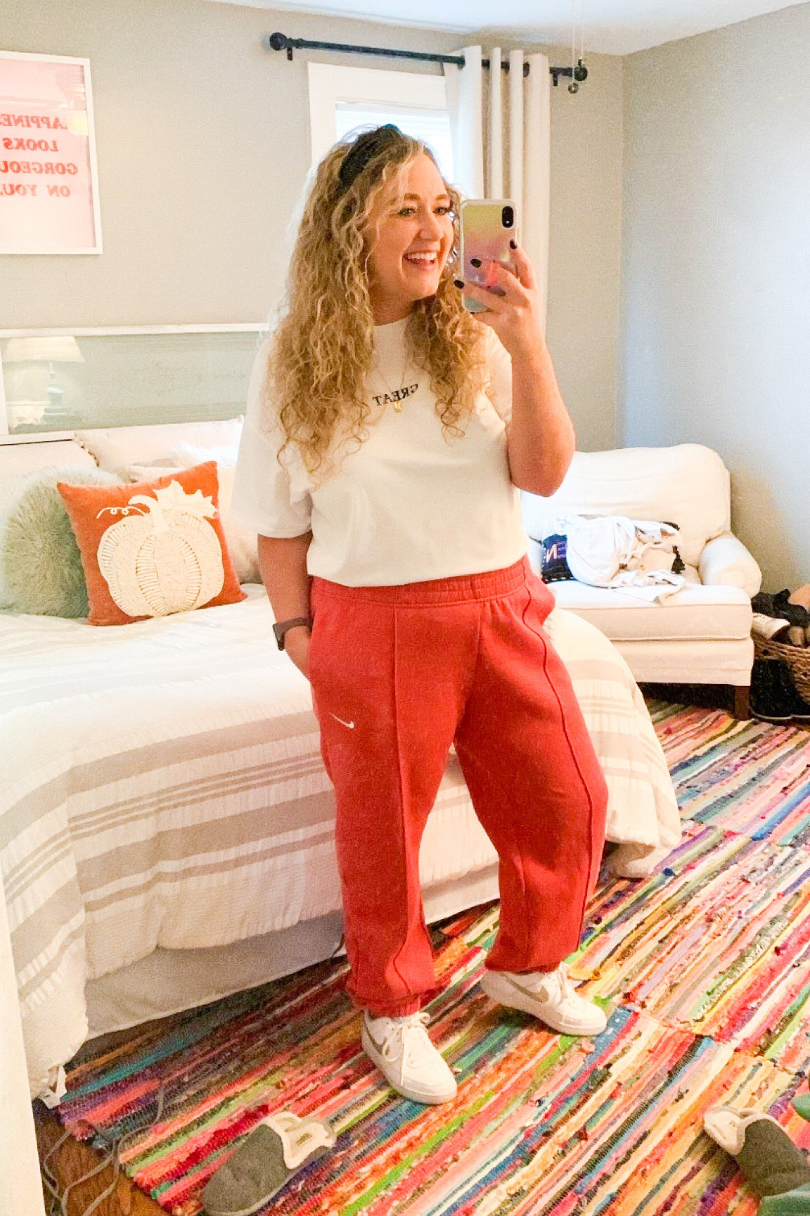 L- in sweatpants, still pretty roomy! 
1XL in T-shirt 


#LTKcurves #LTKsalealert #LTKunder50