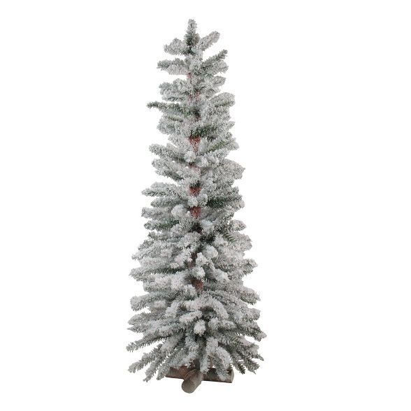 Northlight 4' Unlit Artificial Christmas Tree Slim Heavily Flocked Alpine | Target